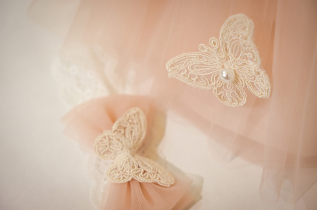 Rochita botez Monica cu fluturas si pene roz praf [2]