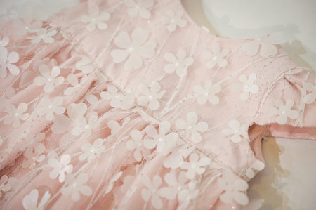 Rochita eleganta cu flori 3D roz pudra [1]