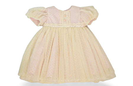 Rochii botez - Rochie Alina roz praf cu dantela