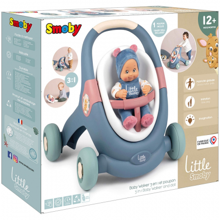 Carucior pentru papusi Smoby Baby Walker 3 in 1 cu papusa [12]