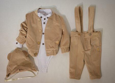 Botez - Compleu Aris din catifea cu gecuta tip aviator