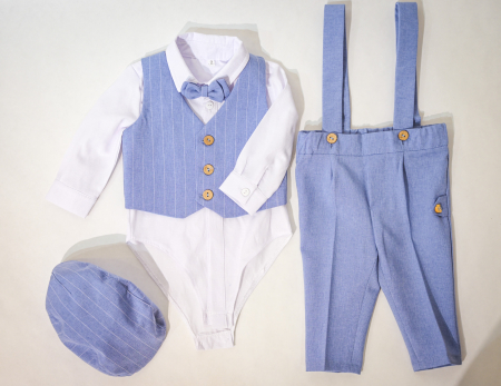 Botez - Compleu elegant Damian bleo cu dungi albe