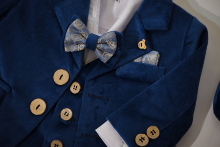 Costum botez albastru din catifea Razvan [2]