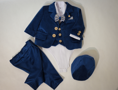 Costum botez albastru din catifea Razvan [3]