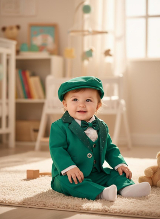 Costume botez - Costum Elegant de Botez Damian Verde Smarald pentru Băieți 0-18 Luni
