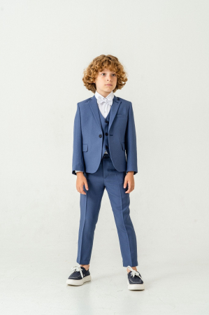 Costume elegante 1-15 ani - Costum elegant băieți albastru 5 piese cu vestă și papion
