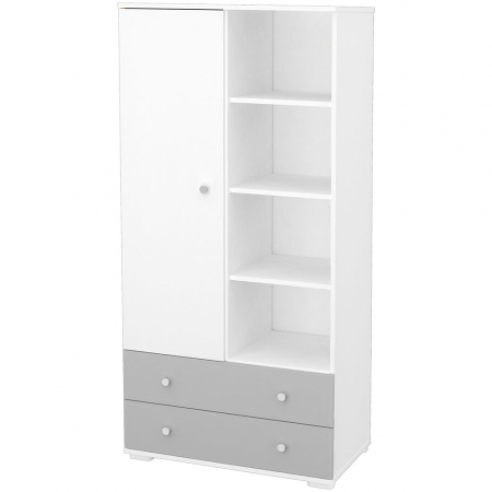 Mobilier Copii - Dulap cu o usa si 2 sertare Hubners Patrik alb grafit