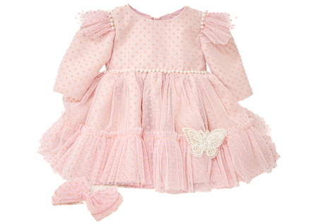 Botez - Rochie Anca Roz cu perlute