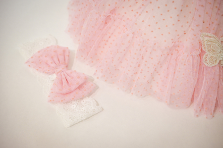 Rochie Anca Roz cu perlute si maneca scurta [1]