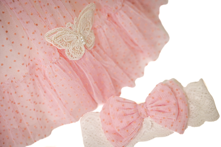 Rochie Anca Roz cu perlute si maneca scurta [3]