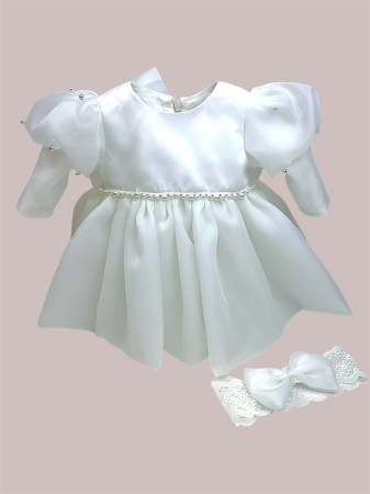 Botez - Rochie din organza cu perle Olga