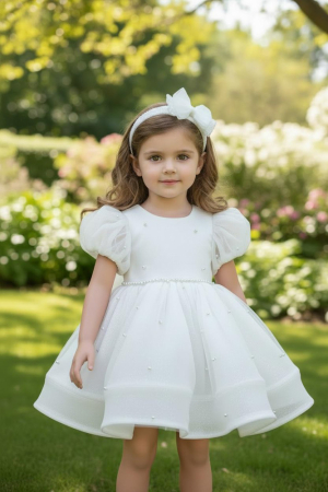 Copii 2-12 ani - Rochie Elegantă Raisa cu Sclipici și Perluțe pentru Fetițe 2-8 Ani