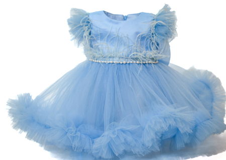 Rochii botez - Rochie Karina Bleo cu pene