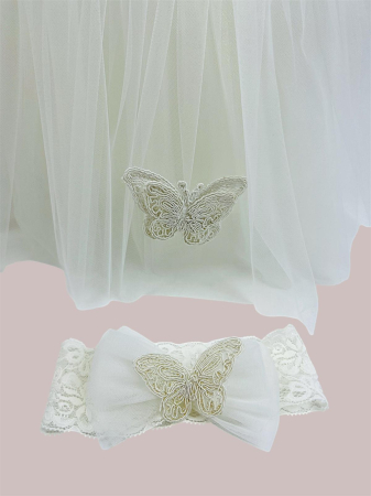 Rochie Monica ivoire cu perlute si fluturasi [2]