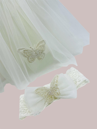 Rochie Monica ivoire cu perlute si fluturasi [1]
