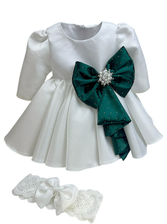 Rochie Roberta cu funda verde [3]