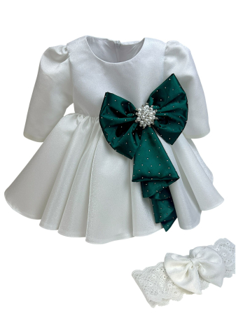 Rochie Roberta cu funda verde [4]