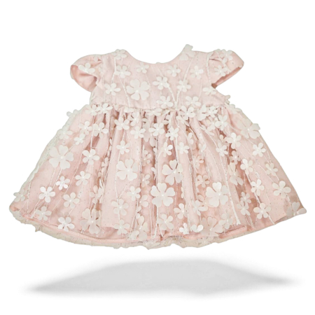 Rochite casual & elegante 0-18 luni - Rochita eleganta cu flori 3D roz pudra