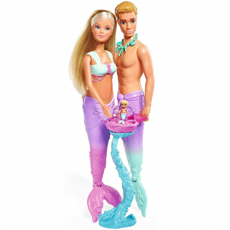 Jucarii Copii - Set Simba Steffi Love Mermaid Family papusa Steffy 29 cm, papusa Kevin 29 cm si accesorii