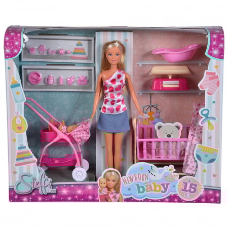 Set Simba Steffi Love New Born Baby Set papusa 29 cm, 1 bebelus si accesorii [6]
