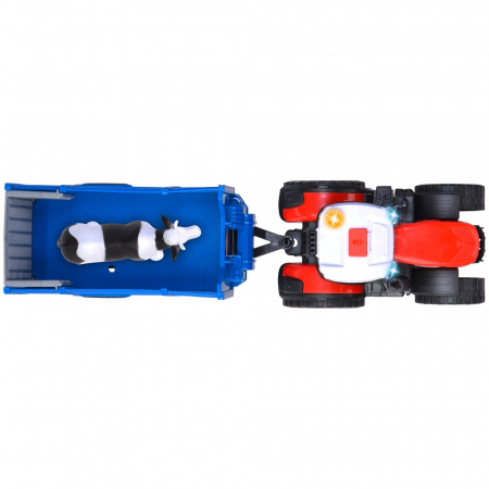 Tractor Dickie Toys Massey Ferguson Animal Trailer 26 cm cu lumini, sunete, remorca si figurina vaca [3]