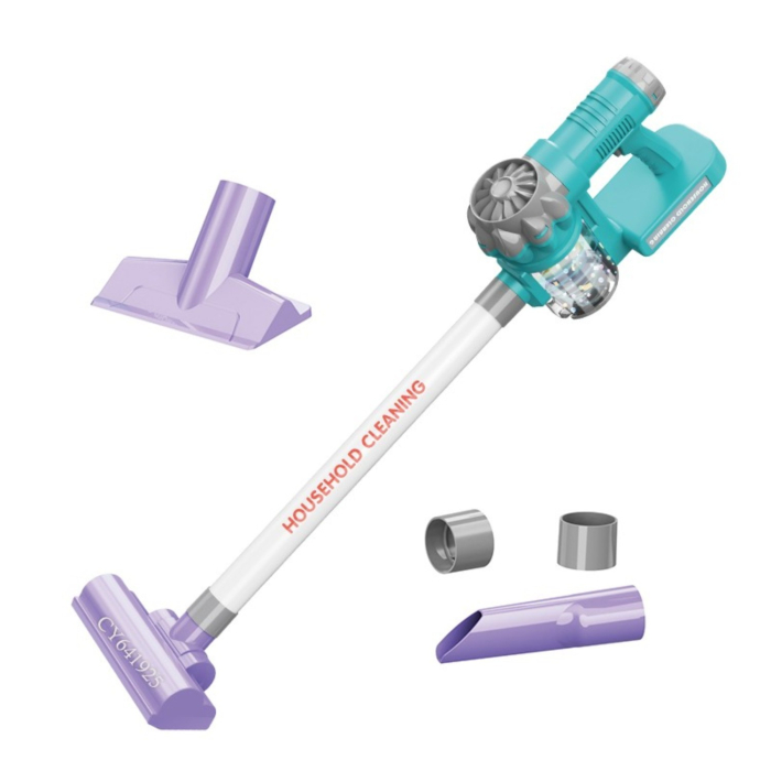 Aspirator de jucarie pentru copii, set curatenie fara fir cu accesorii interschimbabile, functie aspirare simulata, joc de rol casa, 3+ ani [2]