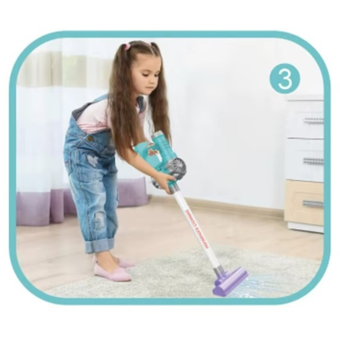 Aspirator de jucarie pentru copii, set curatenie fara fir cu accesorii interschimbabile, functie aspirare simulata, joc de rol casa, 3+ ani [7]