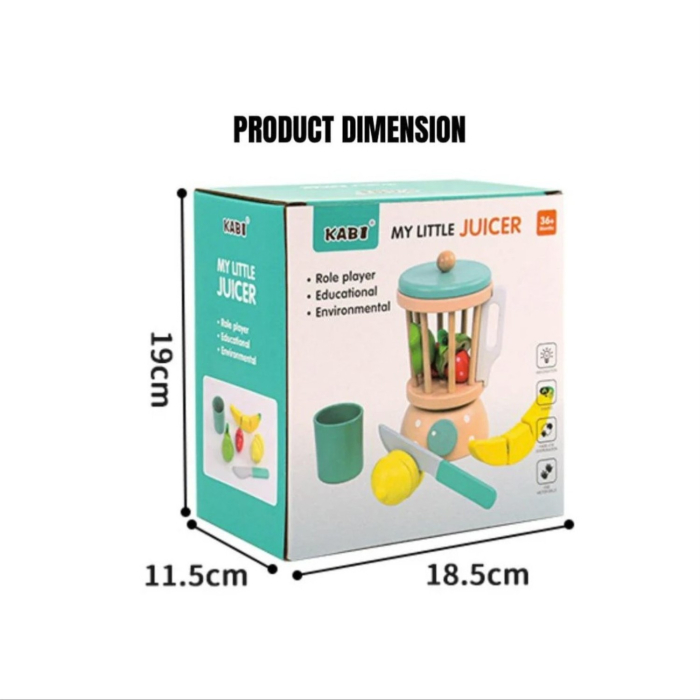 Blender de jucarie din lemn, set bucatarie copii cu fructe de taiat, pahar si accesorii, 3+ ani [8]