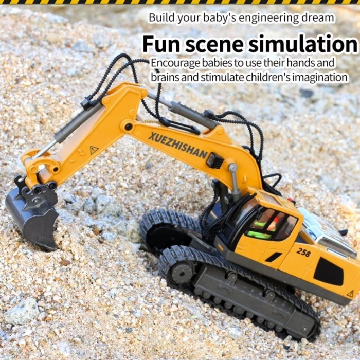 Excavator cu telecomanda, utilaj constructii RC 1:20, rotire 680°, cupa functionala, lumini si sunete [6]