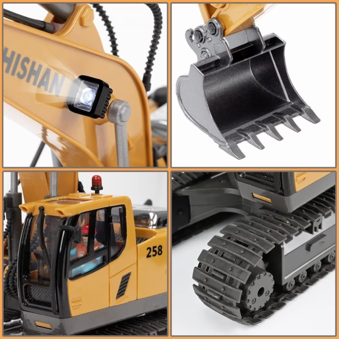 Excavator cu telecomanda, utilaj constructii RC 1:20, rotire 680°, cupa functionala, lumini si sunete [8]