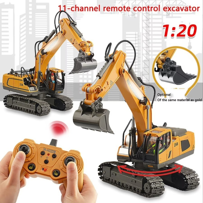 Excavator cu telecomanda, utilaj constructii RC 1:20, rotire 680°, cupa functionala, lumini si sunete [3]