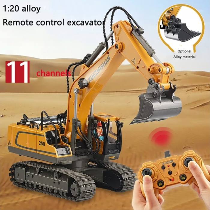 Excavator cu telecomanda, utilaj constructii RC 1:20, rotire 680°, cupa functionala, lumini si sunete [7]