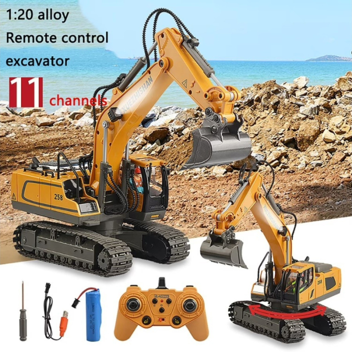 Excavator cu telecomanda, utilaj constructii RC 1:20, rotire 680°, cupa functionala, lumini si sunete [11]