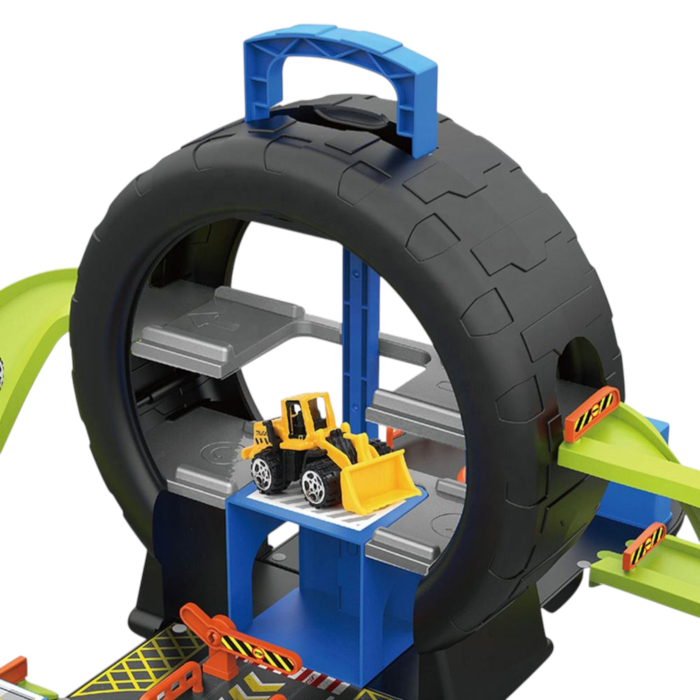 Garaj de constructii, set de joaca cu masini de santier, rampa si tunel tip roata, jucarie pentru copii, multicolor, 3+ ani [3]