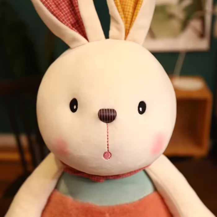 Jucarie de plus, Iepurasul Costumat, Alb/Roz, 35 cm [7]