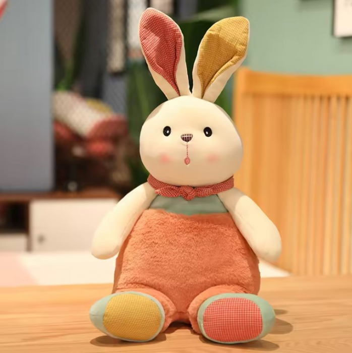 Jucarie de plus, Iepurasul Costumat, Alb/Roz, 35 cm [3]