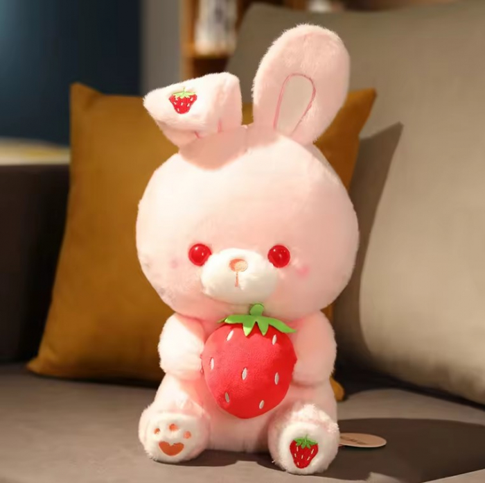 Jucarie de plus, Iepurasul cu Capsunica, Roz, 28 cm [2]