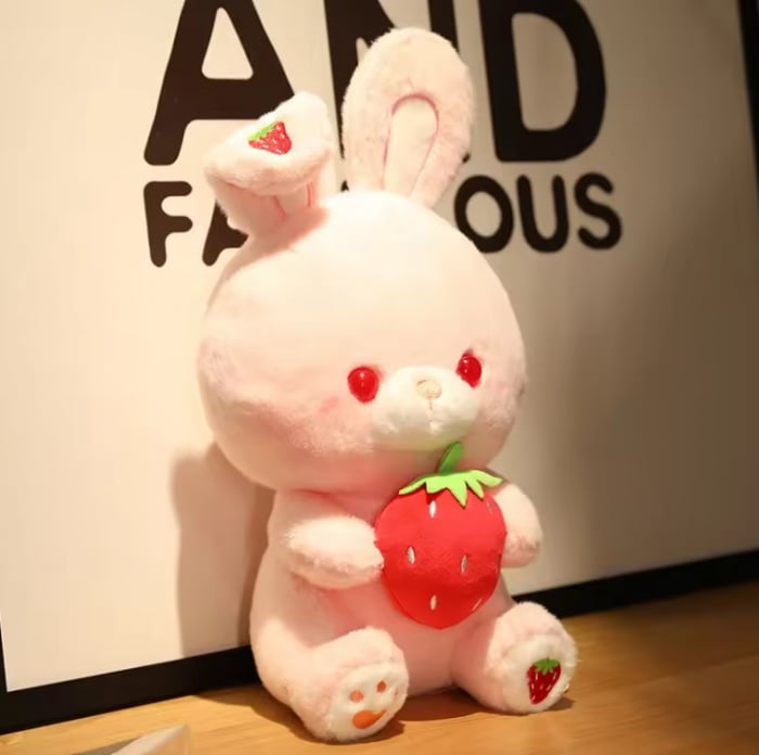 Jucarie de plus, Iepurasul cu Capsunica, Roz, 28 cm [3]