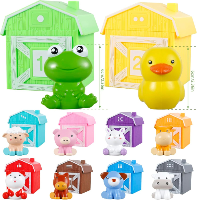 set 10 casute colorate numerotate si figurine pentru degete, potrivire culori si numere, motricitate fina, 18 luni+ [3]