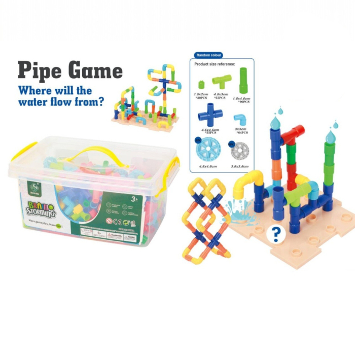 Joc educativ STEM Malvys®, set de constructie cu tevi modulare, circuit de apa si logica, 310 piese, 3+ ani [8]