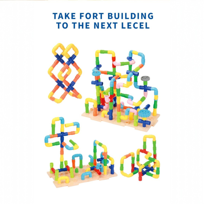 Joc educativ STEM Malvys®, set de constructie cu tevi modulare, circuit de apa si logica, 310 piese, 3+ ani [2]