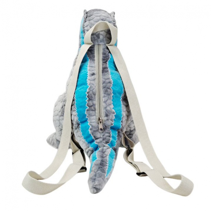 Jucarie de plus 2 in 1, Rucsac Dinozaur T-Rex, Gri [2]