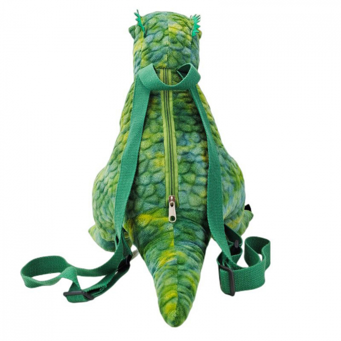 Jucarie de plus 2 in 1, Rucsac Dinozaur T-Rex, Verde [2]