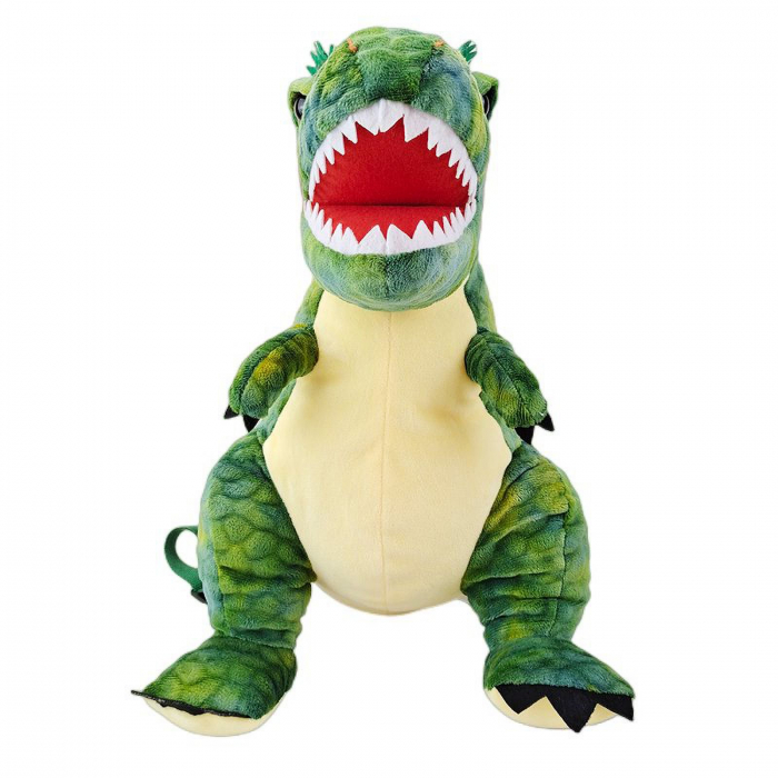 Jucarie de plus 2 in 1, Rucsac Dinozaur T-Rex, Verde [3]