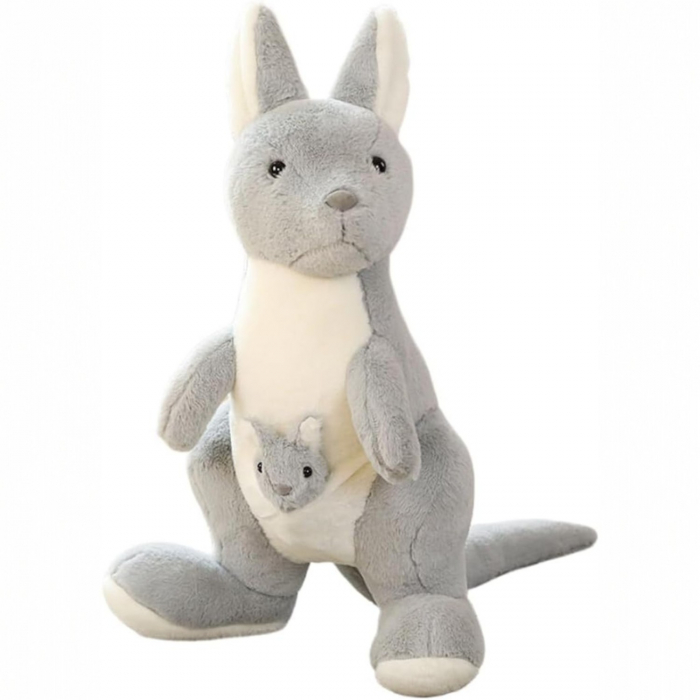 Jucarie de plus Cangur Gri Kari cu Pui Joey 45 cm copii [1]