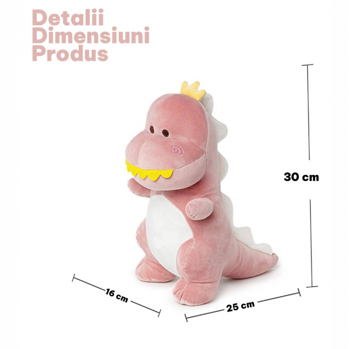 Jucarie de plus Dinozaur Roz Coronita Princess Dina 30 cm fetite [3]