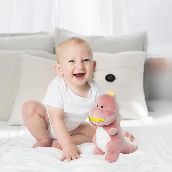 Jucarie de plus Dinozaur Roz Coronita Princess Dina 30 cm fetite [5]