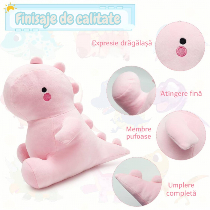 Jucarie de plus Dinozaur Roz Pinka 30 cm copii [3]