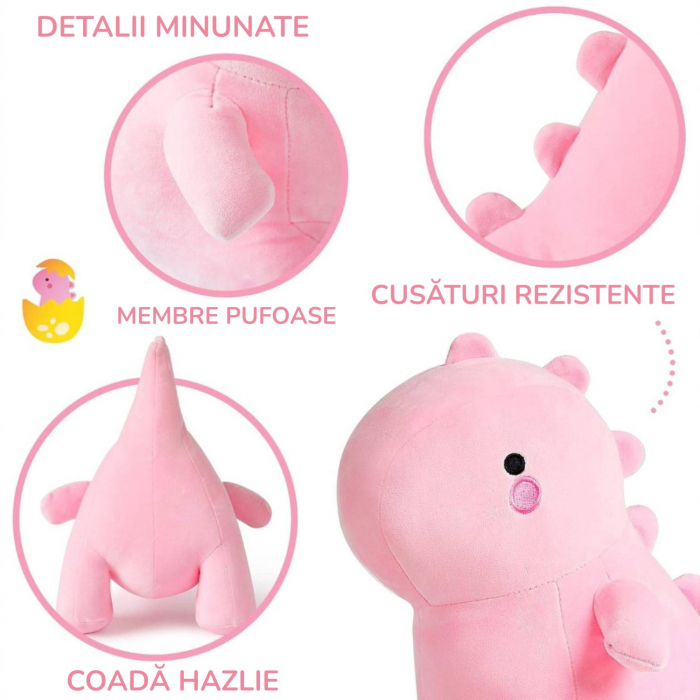 Jucarie de plus Dinozaur Roz Pinka 30 cm copii [5]