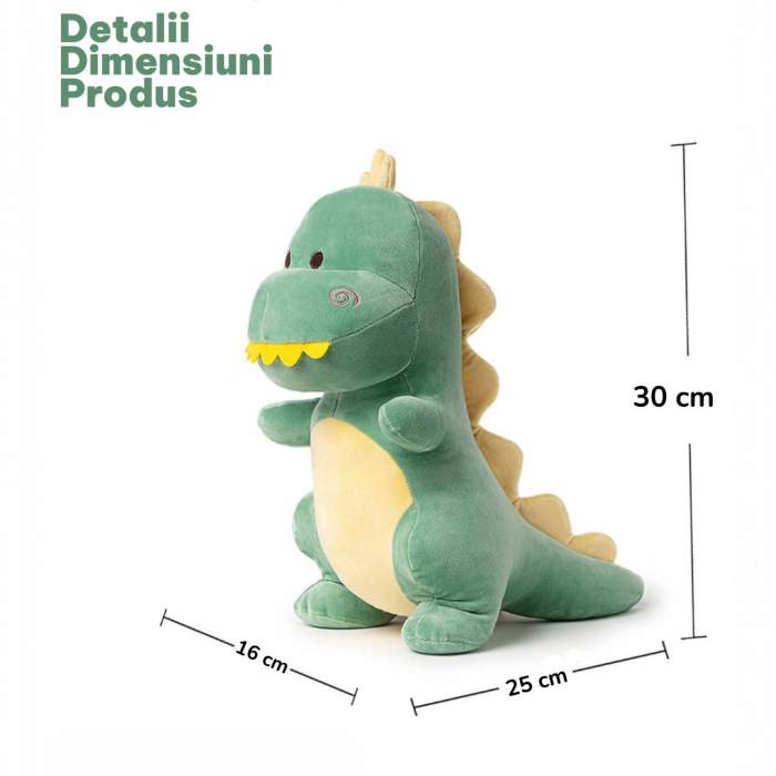 Jucarie de plus Dinozaur Verde Dino Max 30 cm copii [5]